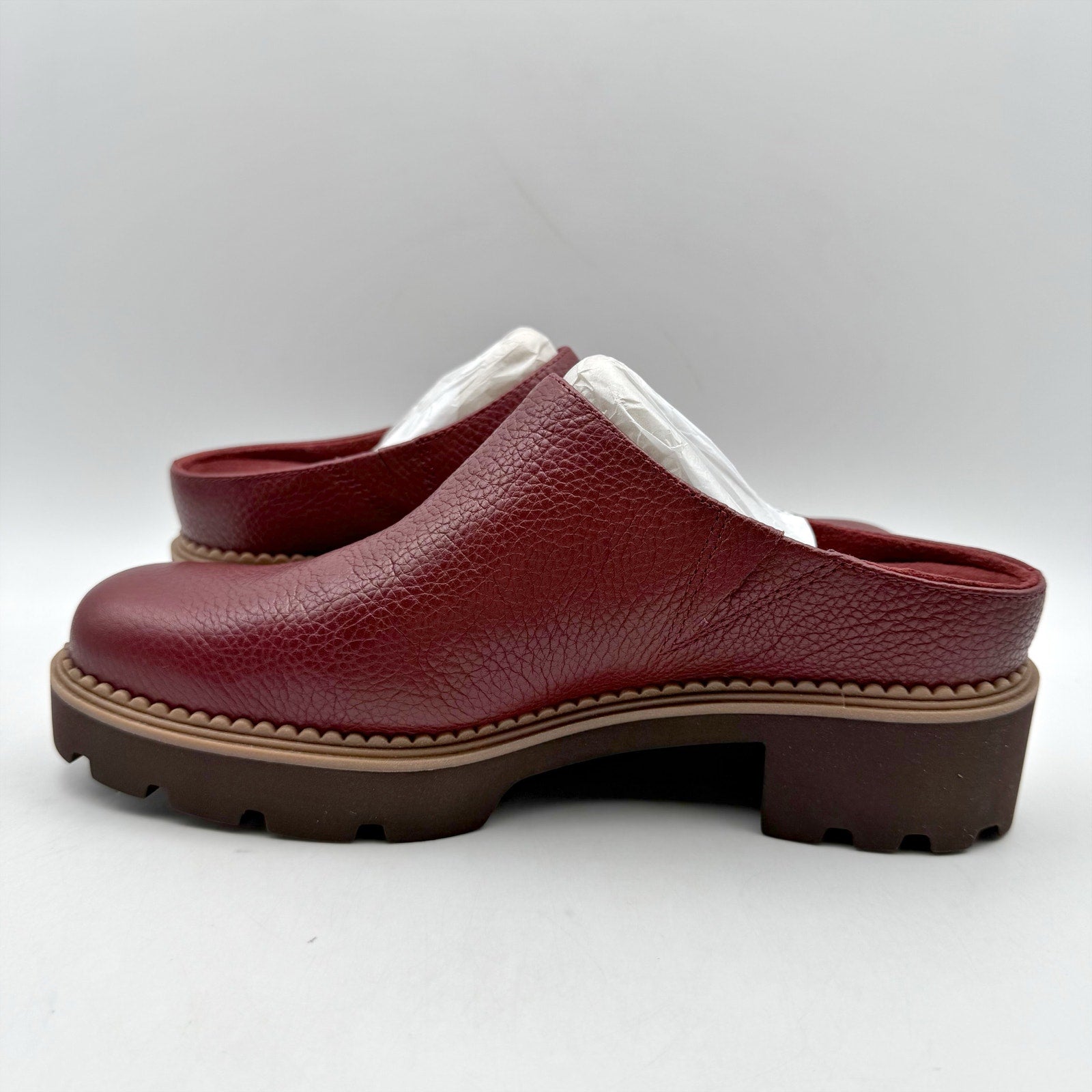 Vionic Womens Fairfax Clogs US 6 M EU 36 Red Vegan Leather Slip On NIB