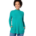 LOGO LORI GOLDSTEIN Metallic Waffle Knit Top Medium Blue Green Long Sleeve NWOT