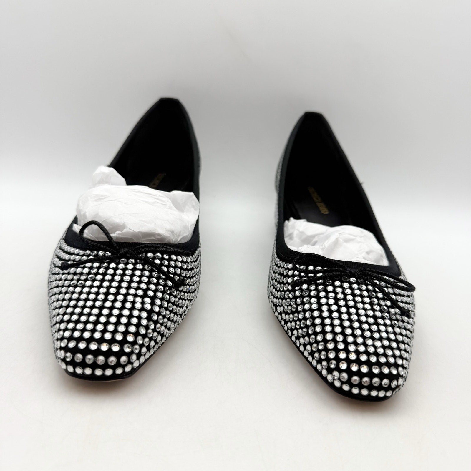 Veronica Beard Women Cecile Ballet Pump US 7.5 Silver Black Suede Rhinestone NIB