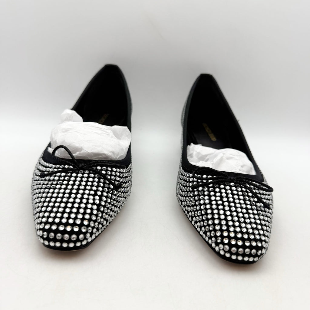 Veronica Beard Women Cecile Ballet Pump US 7.5 Silver Black Suede Rhinestone NIB