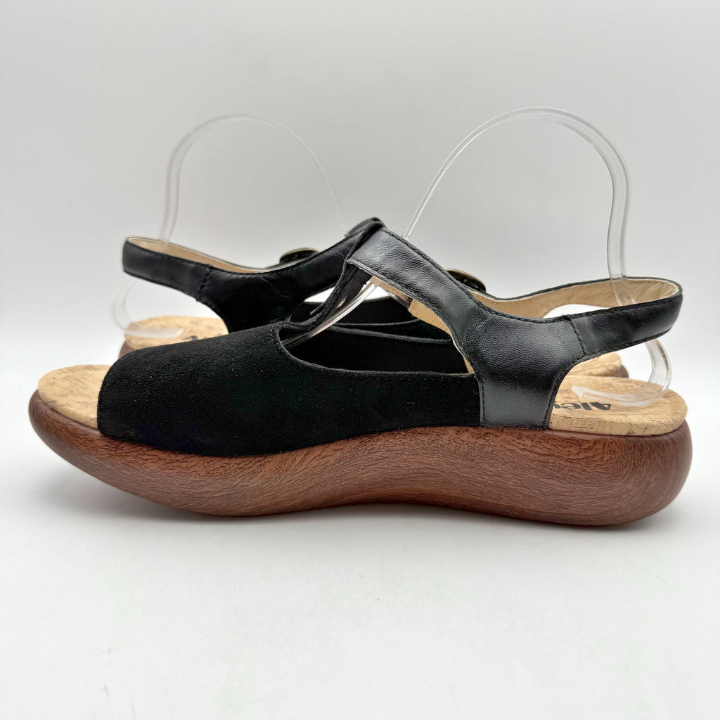 Alegria Womens Betsie Stretch Sandals EU 42 US 11.5-12 Black Leather NWOB