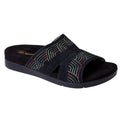 Spenco Womens Twilight Ellie Slide Sandals US 9 WIDE Black Space Dye Leather NIB