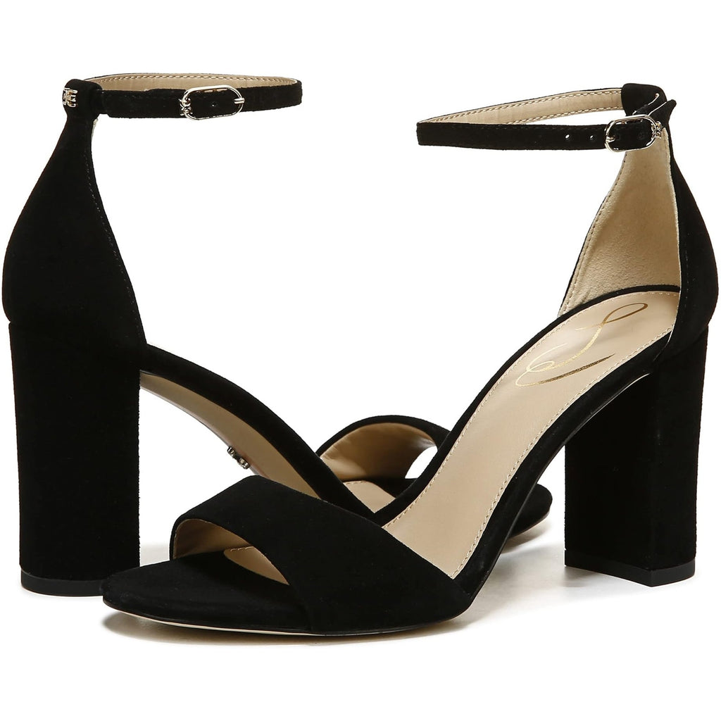 Sam Edelman Womens Robyn Heels Size 10 M Black Suede Leather Ankle Strap NWOB