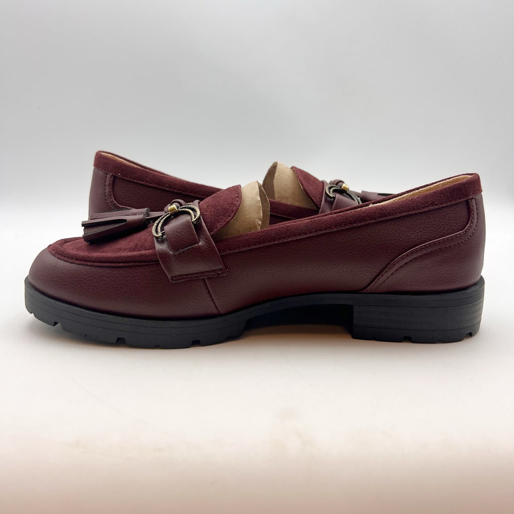 LifeStride Womens Logan Flat Loafers Size 8 EU 38.5 Wine Red NIB