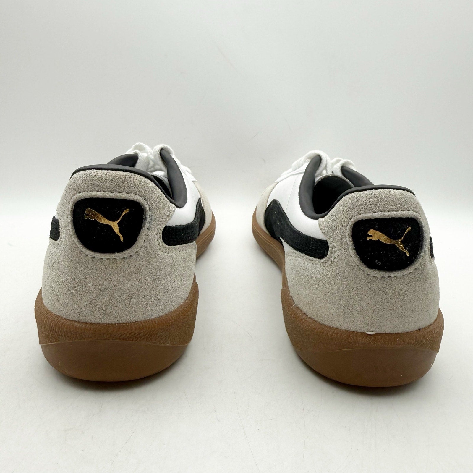 PUMA Womens Palermo Low Casual Sneakers Size 9.5 White Grey Black Leather NWOB