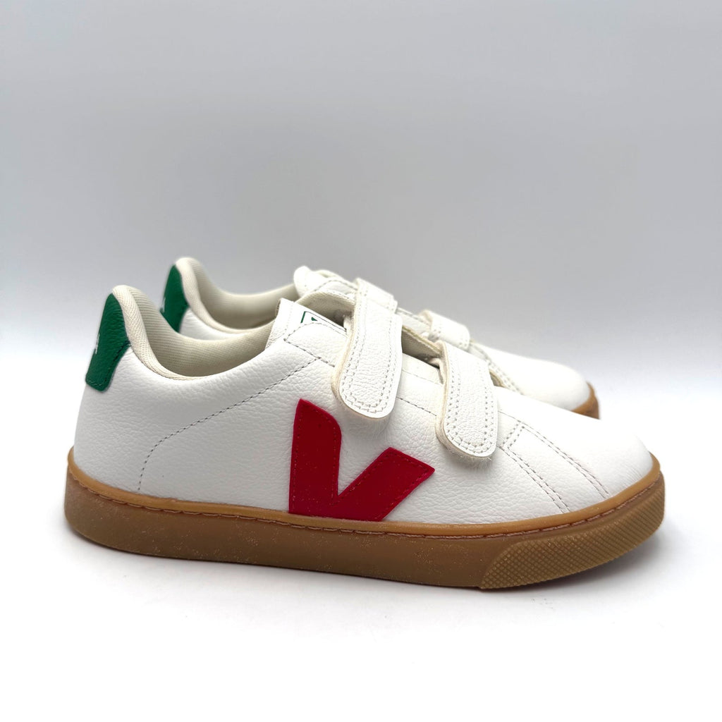 Veja Kids Small Esplar Double Strap Sneakers Size 2 EU 33 White Red Green NWOB
