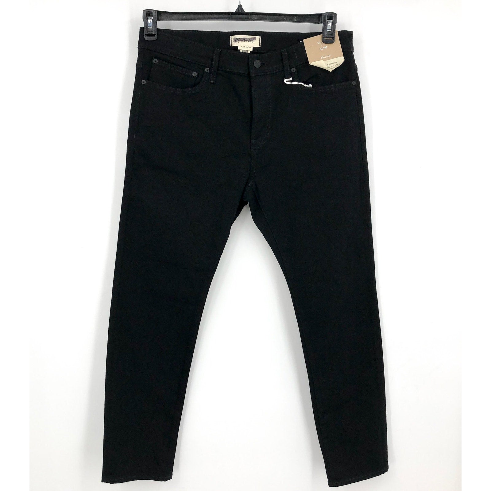 MADEWELL Men's Slim Jeans 34x30 Black Bainhart Wash ND479 COOLMAX® Denim NWT