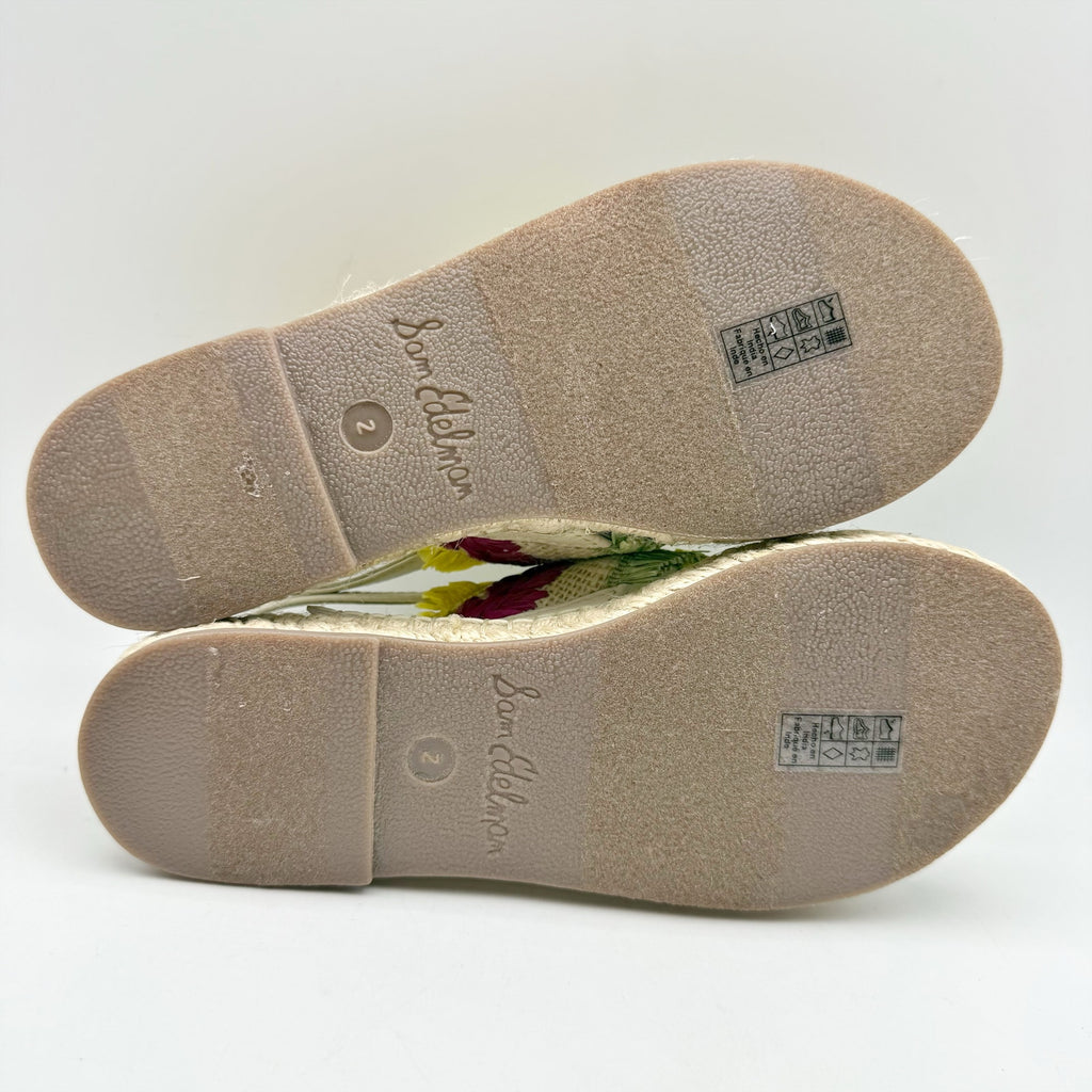 Sam Edelman Kids Kayden Slingback Sandal US 2 M Beige Multicolor Leather NIB