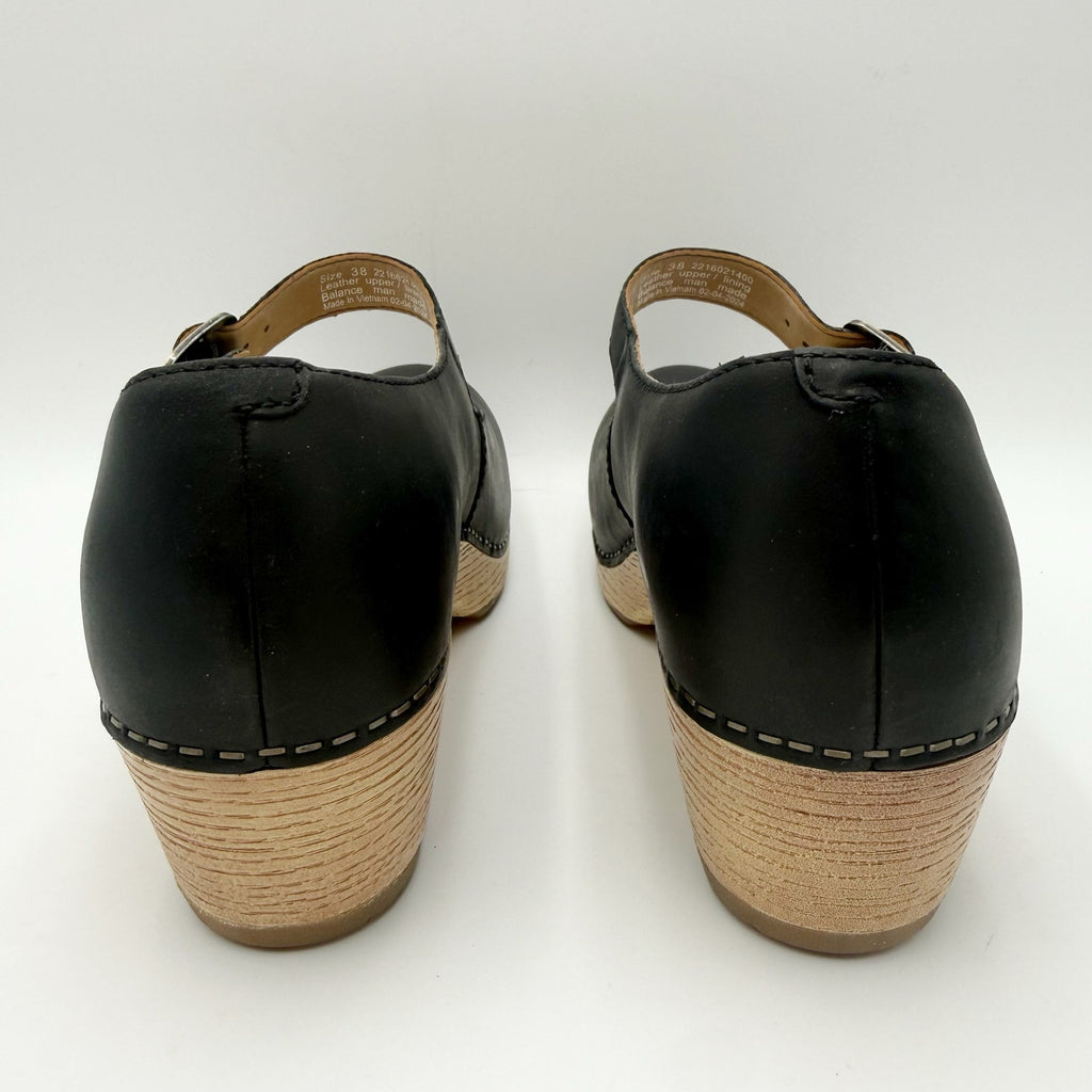 Dansko Womens Lilah Mary Jane Heels EU 38 US 7.5-8 Black Leather NIB