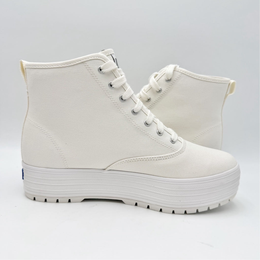 KEDS Womens The Platform Mid Lug Boots Size 7.5 M EU 38 White Canvas NIB