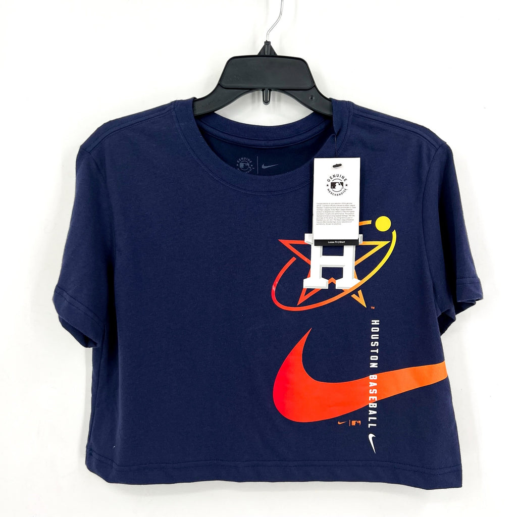 NIKE Womens Houston Astros City Connect Cropped T-Shirt XS Navy Blue NWT