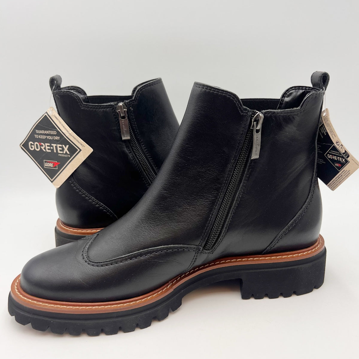 Paul Green Womens Watson Chelsea Ankle Boot US 8.5 Black Leather Waterproof NWT