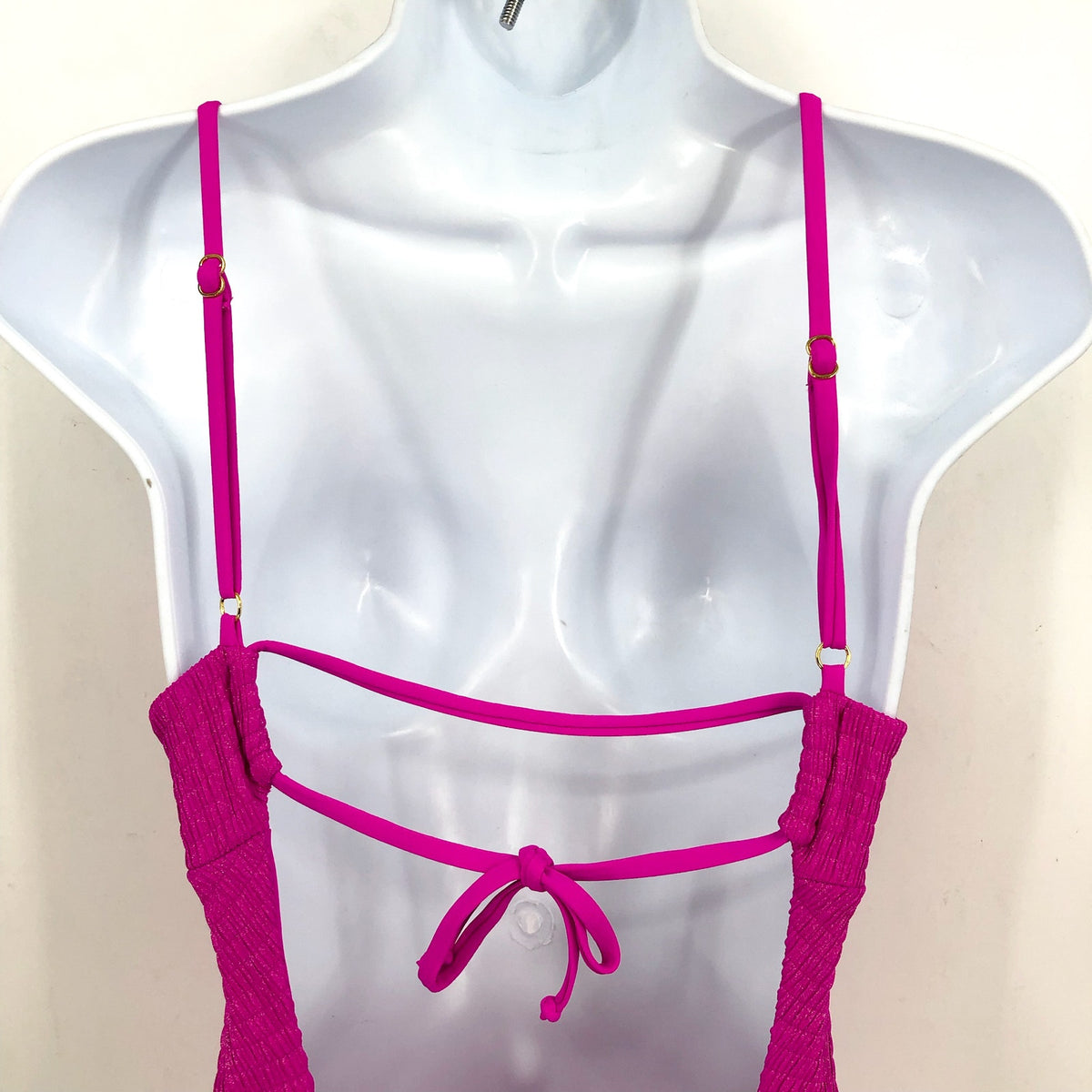 BECCA Luminous Evelynn Plunge One-Piece Swimsuit Medium Vivid Pink NWT