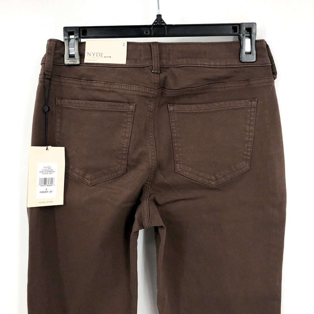 NYDJ Women's Marilyn Straight Jeans Size 2 Brown High Rise 32" Inseam NWT