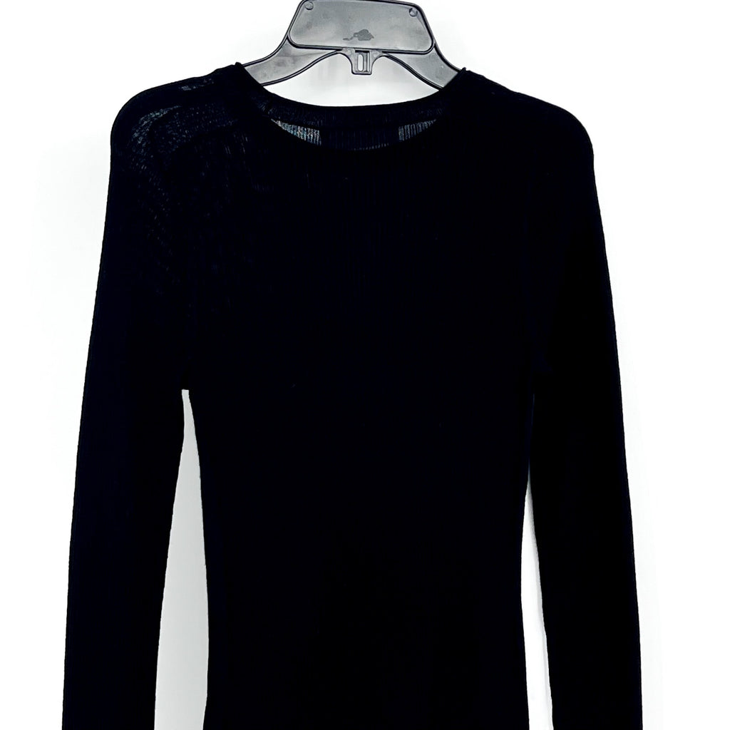 EVERLANE Women's The Long-Sleeve Sweater Tee Small Black Ultrafine Merino NWT