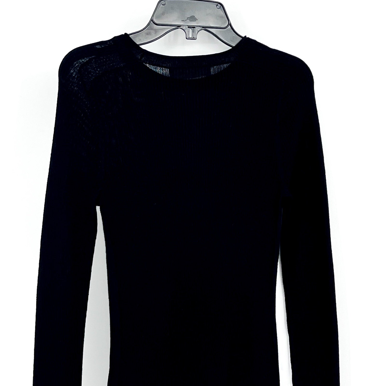 EVERLANE Women's The Long-Sleeve Sweater Tee Small Black Ultrafine Merino NWT