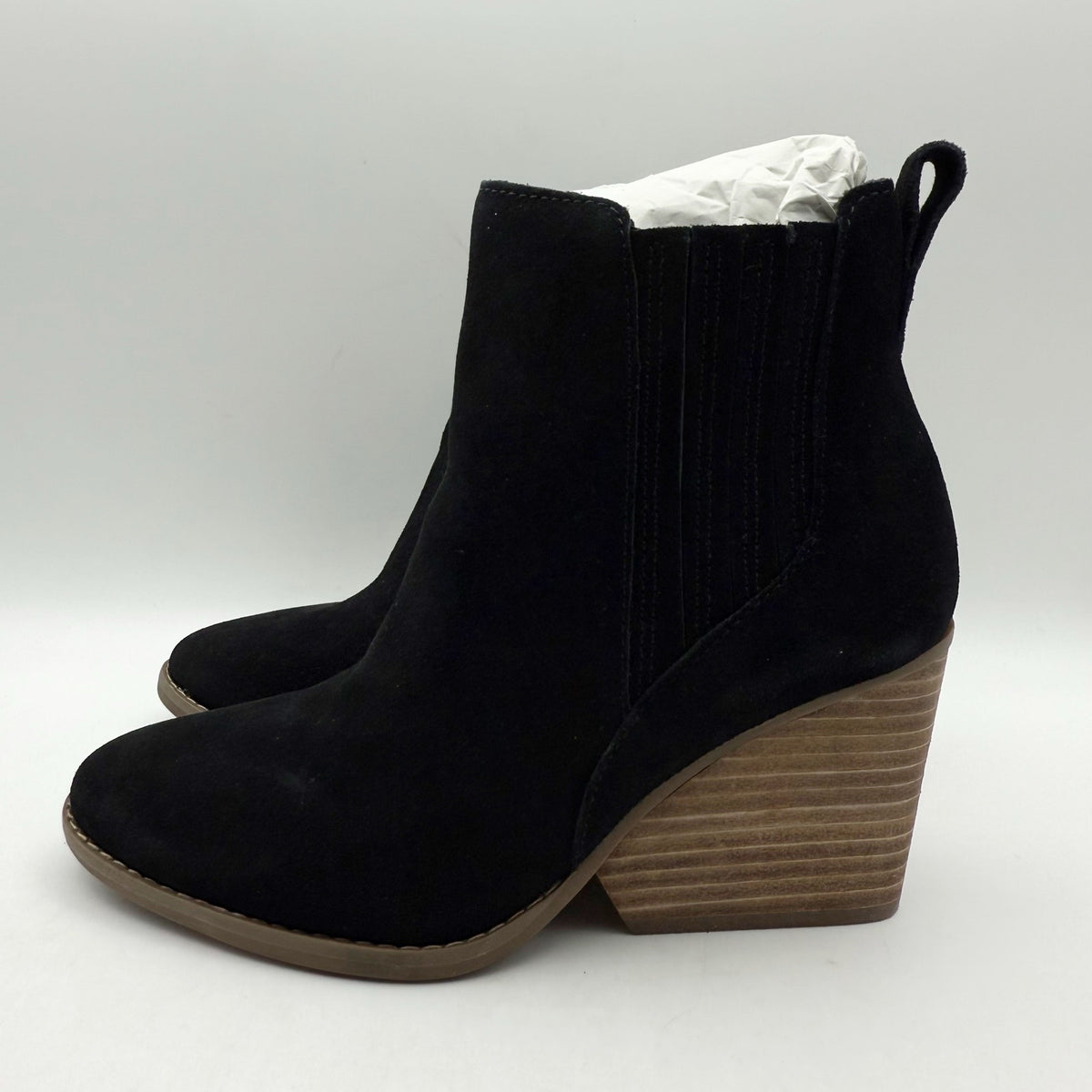 Toms Womens Noa Ankle Boots Size 5 EU 35.5 Black Suede Pull On NIB