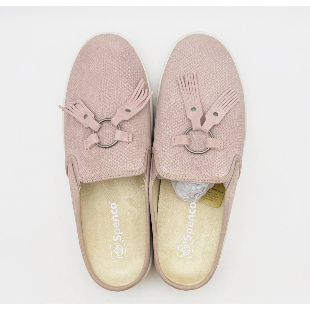 Spenco Women's Bindie Slide Slip On Shoe 9 Wide Blush Pink Embossed Suede NIB
