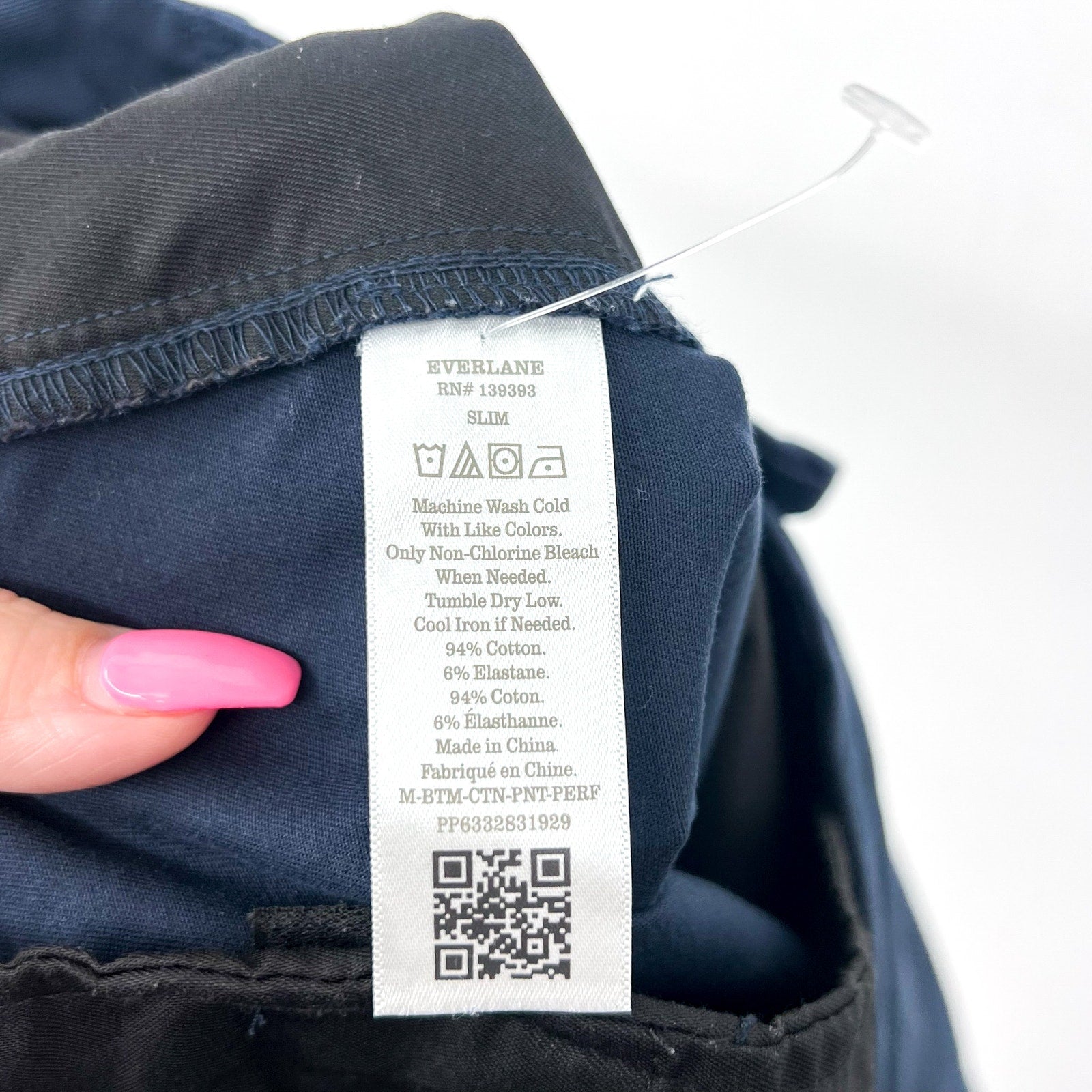 EVERLANE Men's Uniform Performance Chino 38x28 Navy Blue Slim Fit Pants NWT