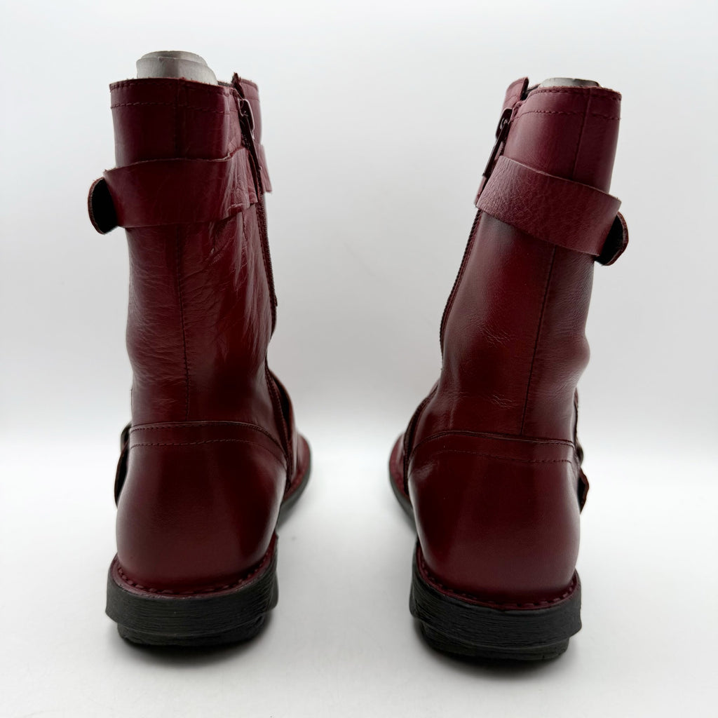 Miz Mooz Womens Pasha Mid Calf Boots EU 38 US 8 Burgundy Red Leather NIB