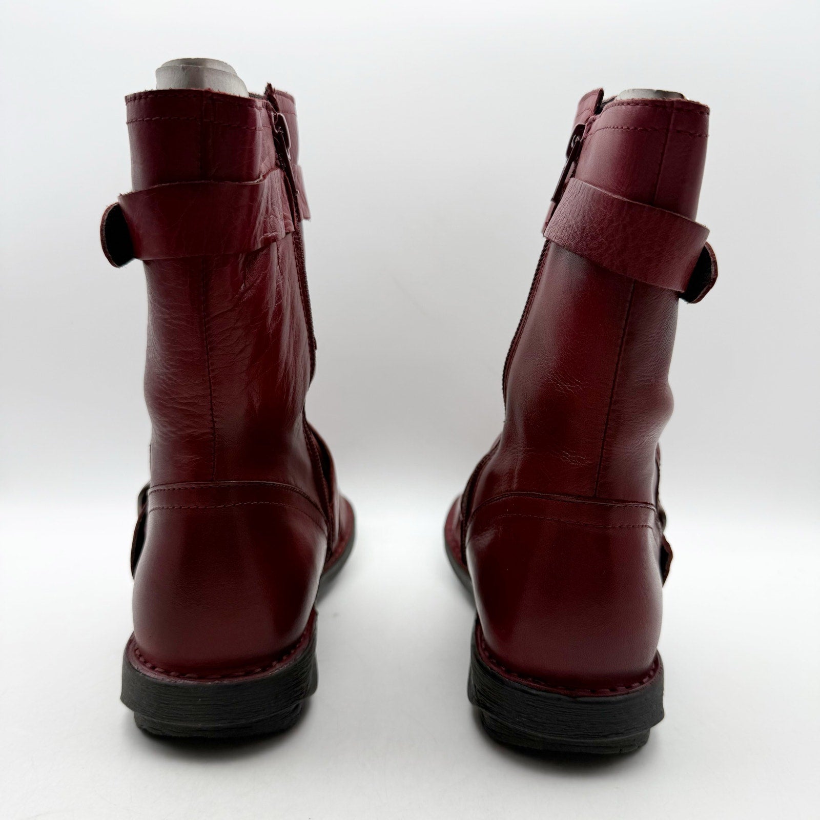 Miz Mooz Womens Pasha Mid Calf Boots EU 38 US 8 Burgundy Red Leather NIB
