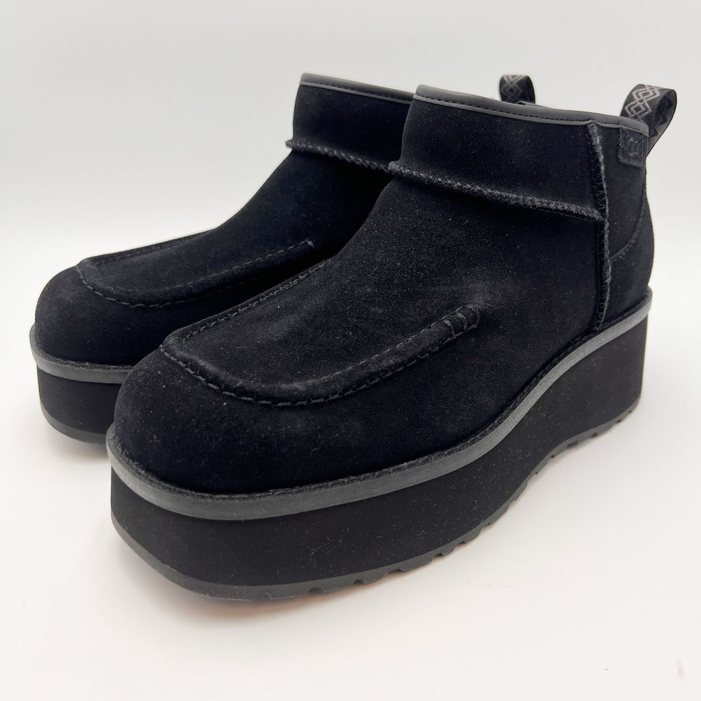 UGG Womens Cityfunc Ultra Mini Boots Size 8- 39 Black Suede Water Resistant NWOB