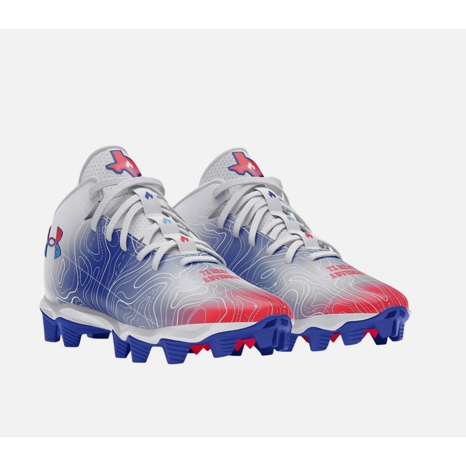 Under Armour Boys Spotlight Fran RM 4 TX Football Cleats 2.5 Red White Blue NWOB