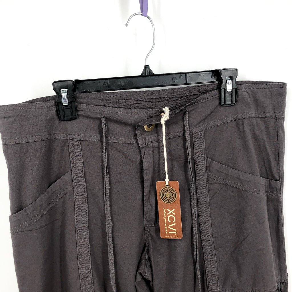 XCVI Women's Willowy Wide Leg Pants Large Charcoal Grey Stretch Poplin NWT