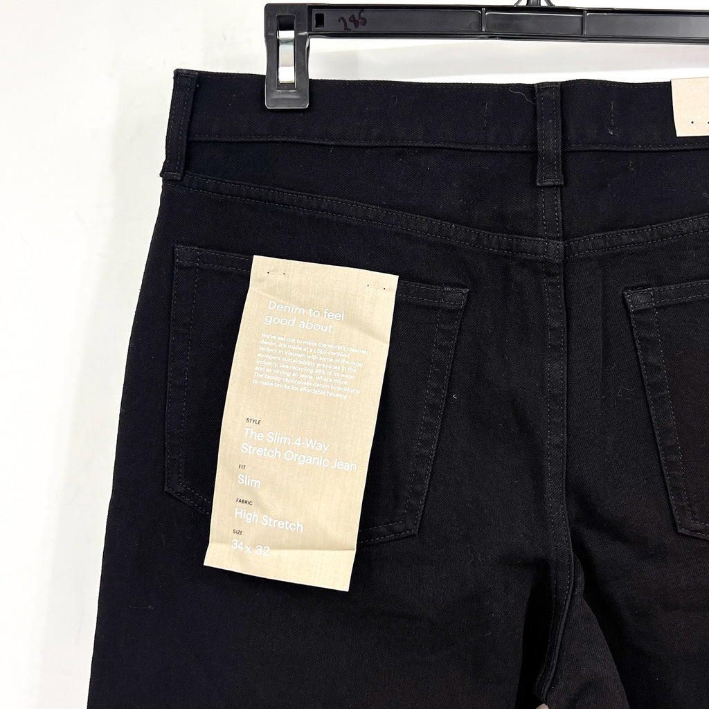EVERLANE Uniform Men's Slim Jeans 34x32 Black 4-Way Stretch Organic Cotton NWT