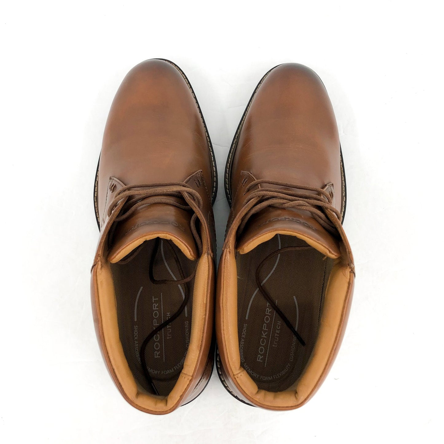 Rockport Mens Flynn Lace-up Ankle Boots US 9.5 XW EU 43 Brown Leather NIB