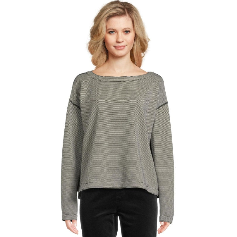 EILEEN FISHER Women's Reversible Box Top Small Black Long Sleeve NWT