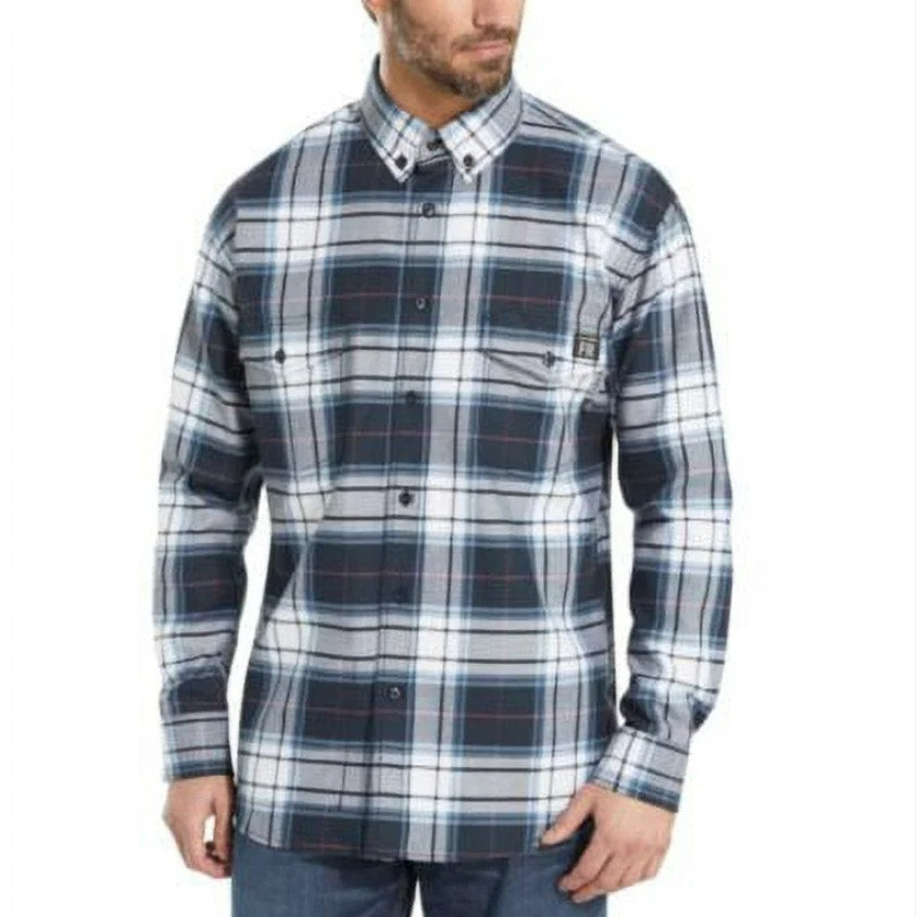 Wolverine Mens FR Twill Shirt XXL Blue White Plaid Long Sleeve NWT