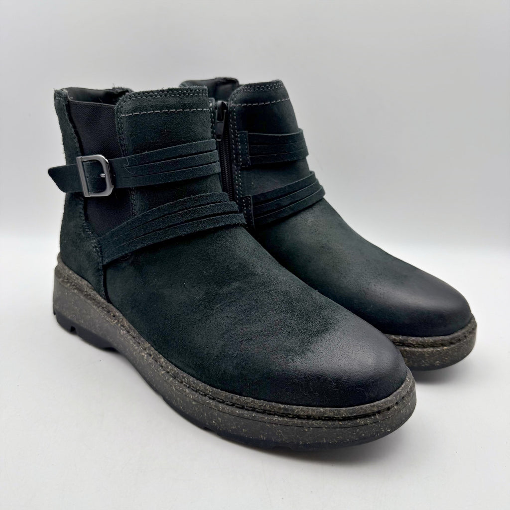 Clarks Womens Noralyn Ankle Boots US 8.5 Wide EU 39.5 Black Suede NIB