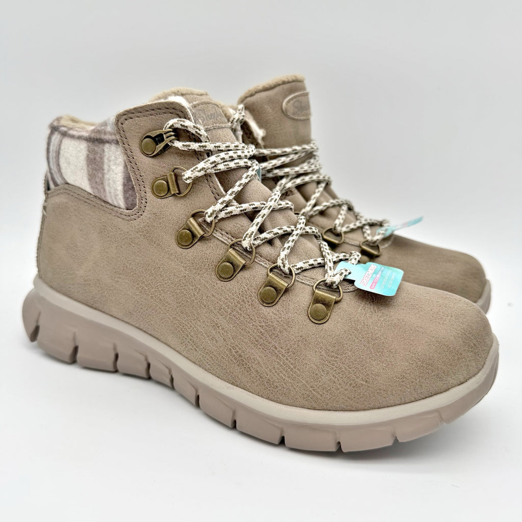 Skechers Womens Synergy Hiking Boot US 5.5 EU 35.5 Taupe Water Repellent NIB
