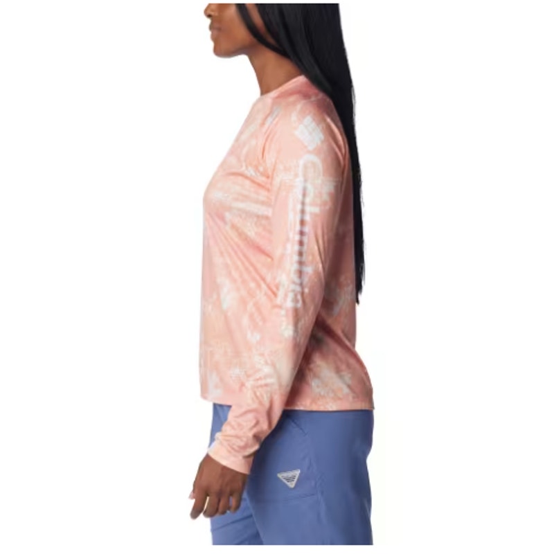 COLUMBIA Womens PFG Super Tidal Shirt XS Tiki Pink Print Long-Sleeve NWT