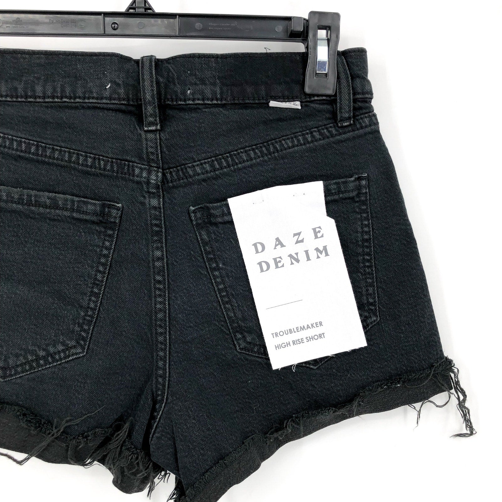 DAZE Women's Troublemaker High Rise Shorts Size 24 Black Backseat Cutoff NWT
