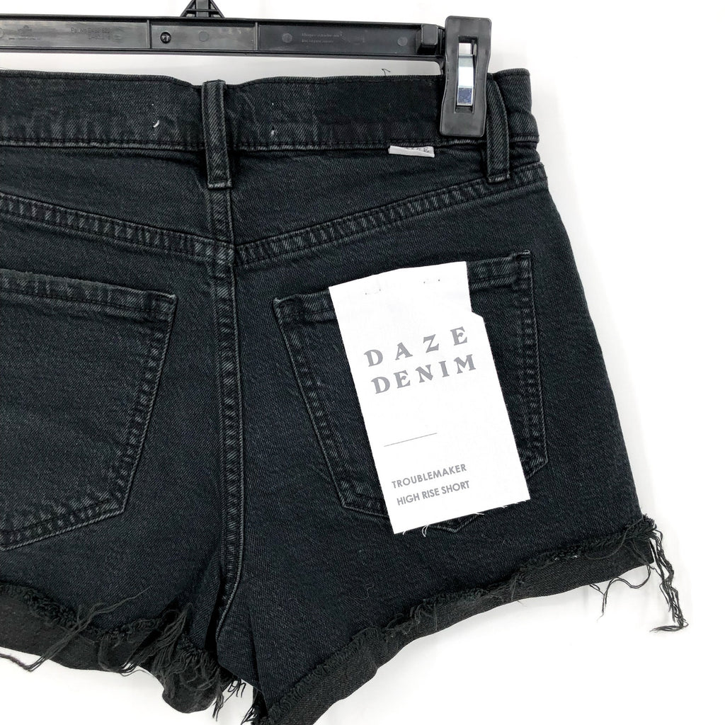 DAZE Women's Troublemaker High Rise Shorts Size 24 Black Backseat Cutoff NWT
