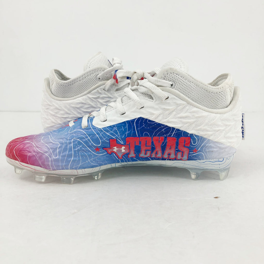 Under Armour Mens Spotlight Clone 4 MC TX Football Cleat Size 12 White Blue NWOB