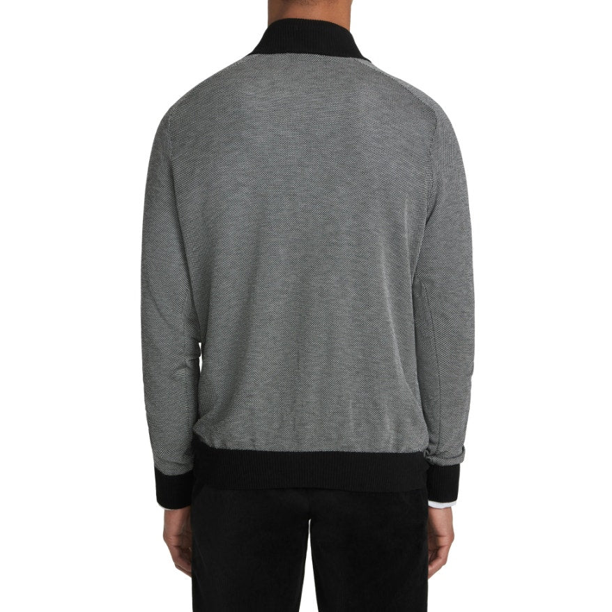 JACK VICTOR Mens Valois 1/4 Zip Sweater XXL Black Grey Pullover Cotton Silk NWT