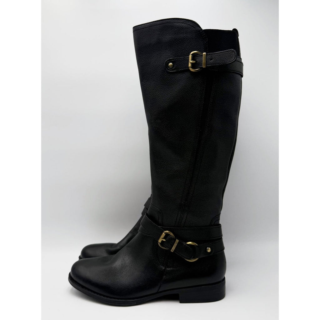 Naturalizer Womens June Knee High Riding Boots Size 7.5 Black Leather NWOB