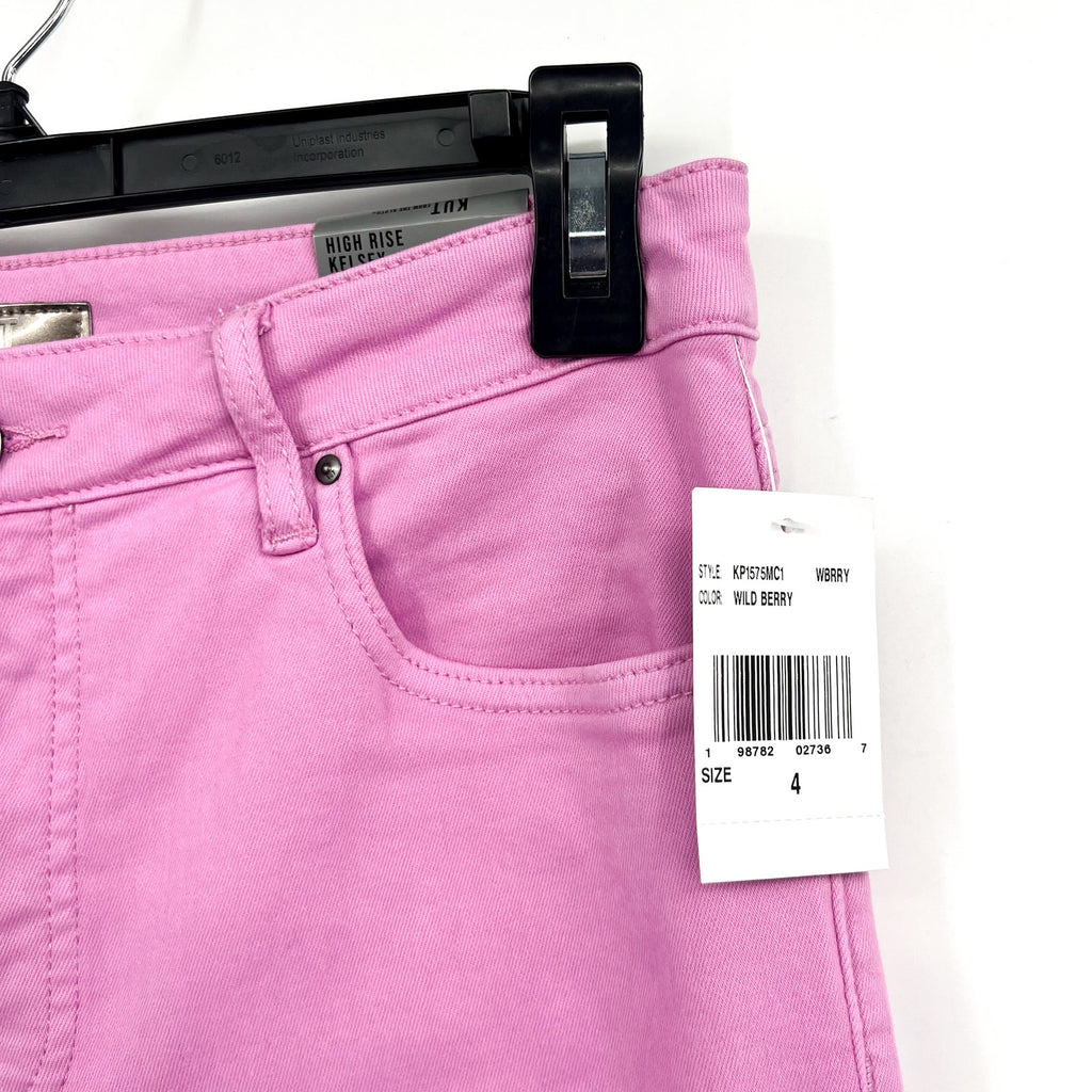 KUT FROM THE KLOTH Kelsey Ankle Flare Jeans Size 4 Pink Wild Berry High Rise NWT