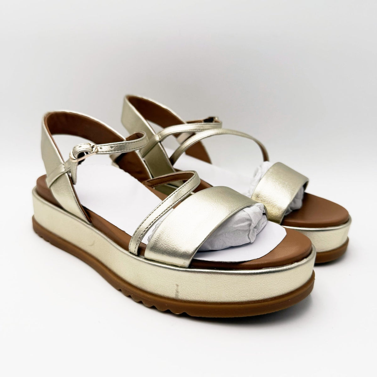 Naturalizer Womens Zayda Platform Sandals Size 7.5 EU 38 Gold Champagne NIB