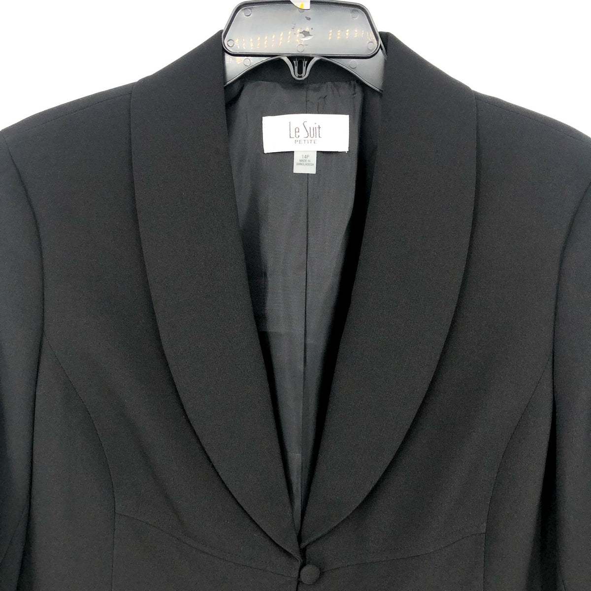 LE SUIT Women's Shawl Collar Button Blazer Jacket 14 Petite Black NWT