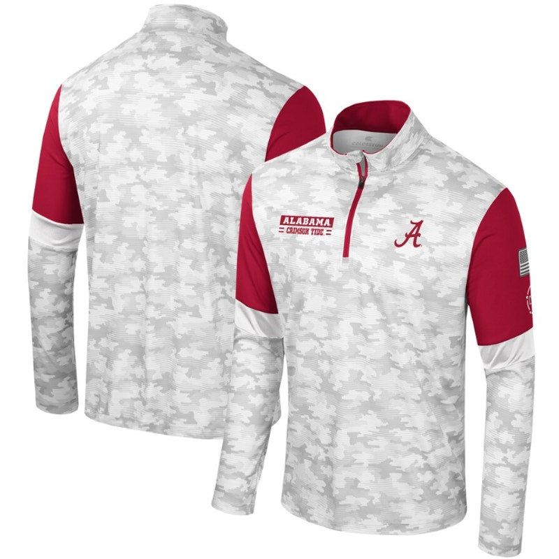 COLOSSEUM Camo Alabama Crimson Tide Quarter-Zip Windshirt Small Grey Red NWT