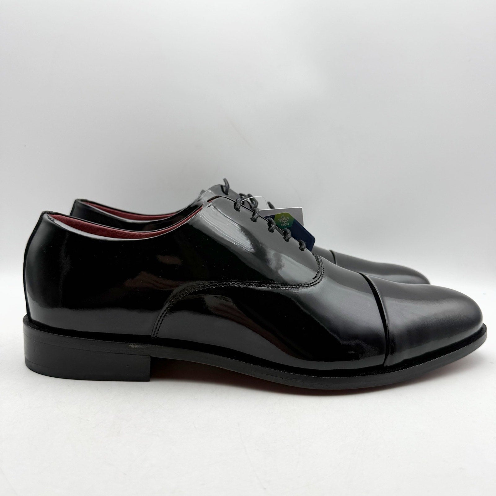Carlos Santana Mens Tuxedo Cap-Toe Oxford Shoes US 11.5 Black Patent Leather NIB