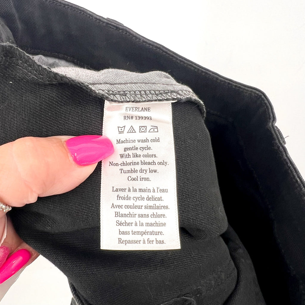 EVERLANE Women's The Utility Barrel Pants Size 10 TALL Black Cotton Twill NWT