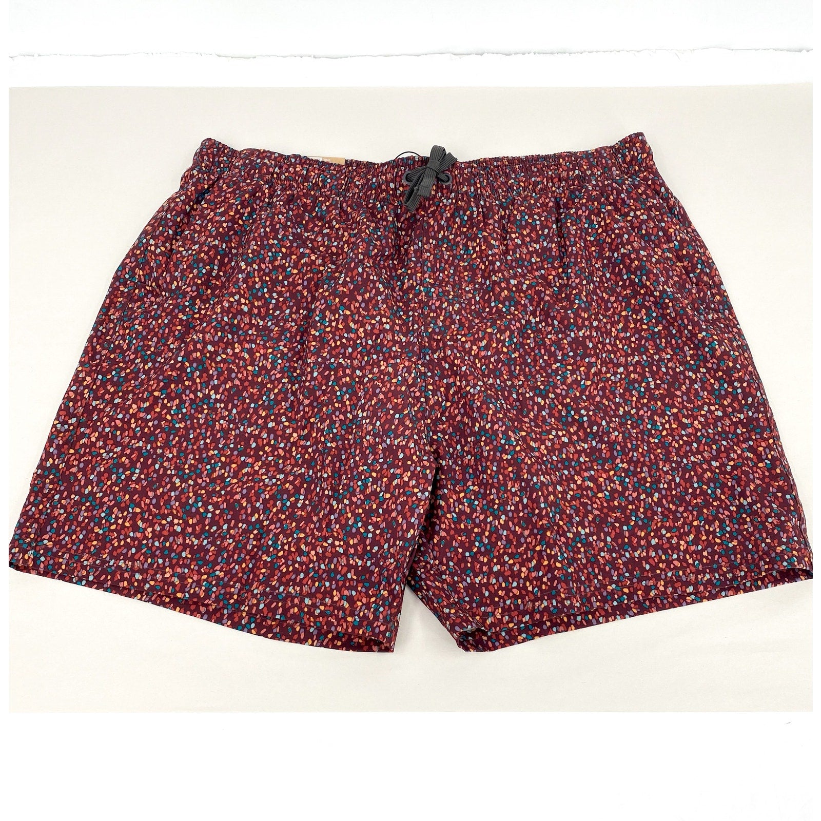 PRANA Men's Plunge Swim Shorts Medium Red Cacao Alotta Dots 6" Inseam Liner NWT