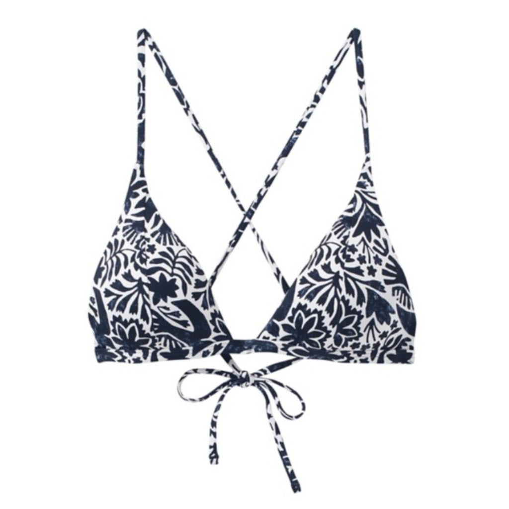 PRANA Women's Sunkissed Bikini Top XL Black Flora Fauna Cross Back NWT