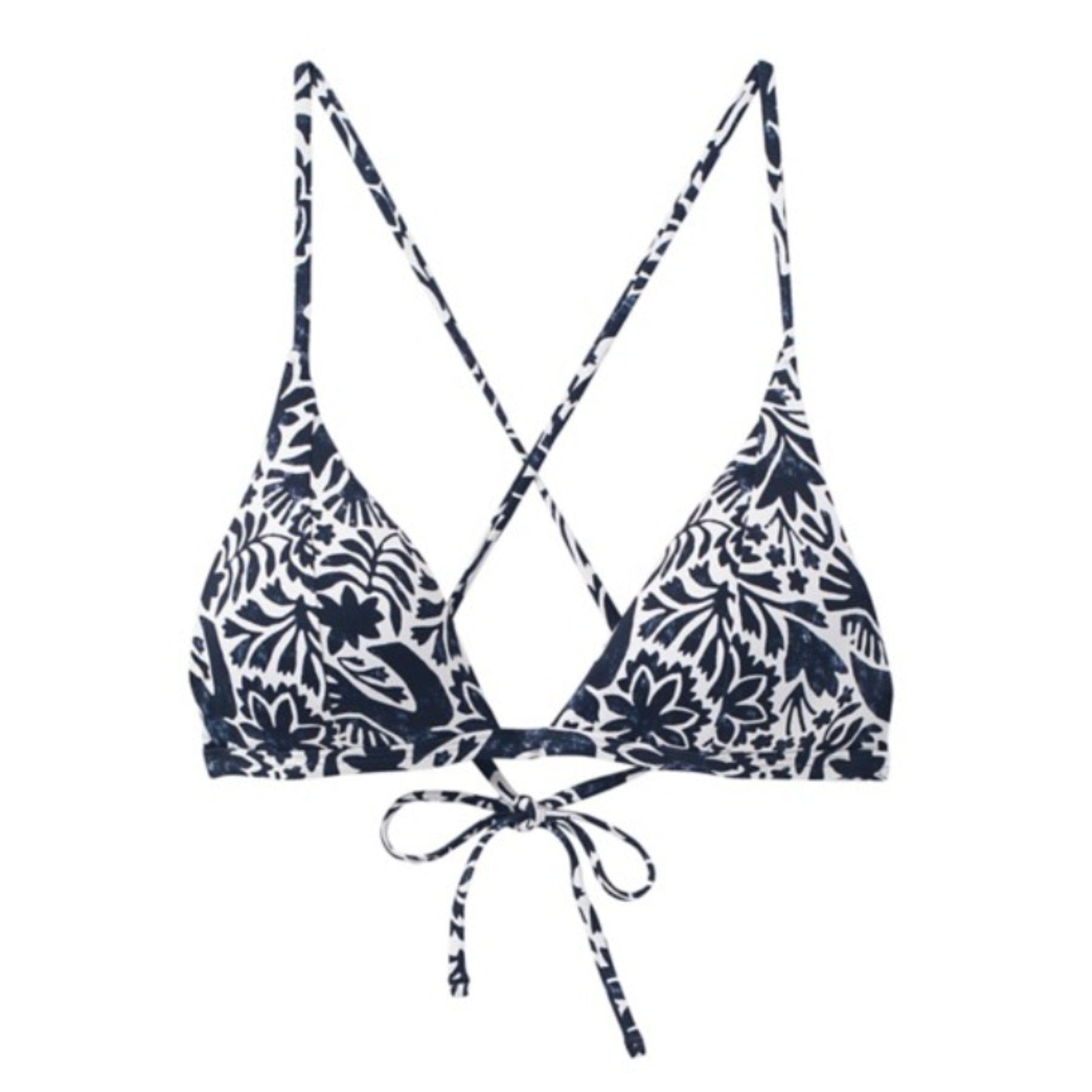 PRANA Women's Sunkissed Bikini Top XL Black Flora Fauna Cross Back NWT
