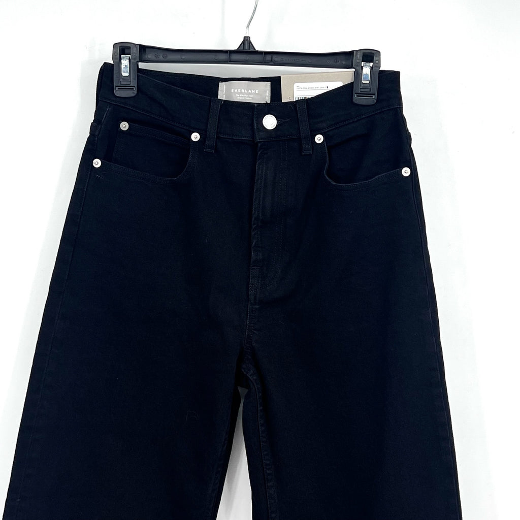 EVERLANE Womens Way-High Jeans 27x29 US 4 LONG Black Straight Organic Cotton NWT
